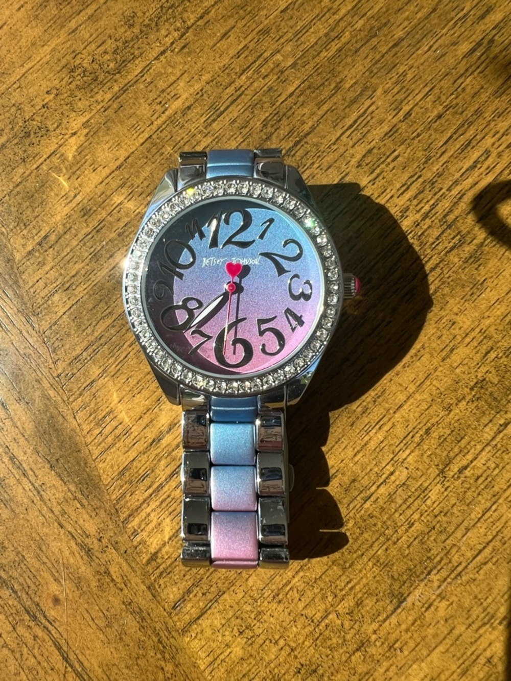 Betsey Johnson Purple-to-Blue Gradient Crystal Bezel Watch - Picture 3 of 11